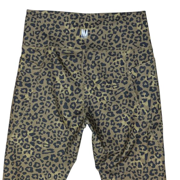 Nicole Miller Sport Leggings Size Large Black and Brown Animal Print High Rise - Picture 4 of 6